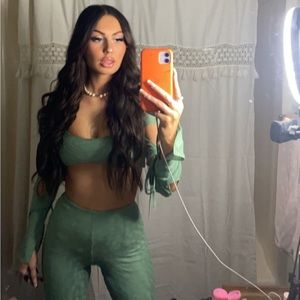 Oh polly lace up back trousers & cut out crop top